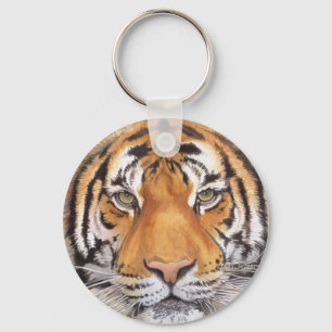 "Tiger Spot" on White, Watercolor Art Keychain