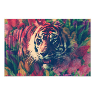 Tiger Spring Digital Art Collage Photo Print