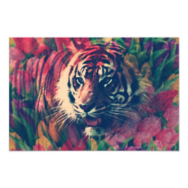 Tiger Spring Digital Art Collage Photo Print (Front)