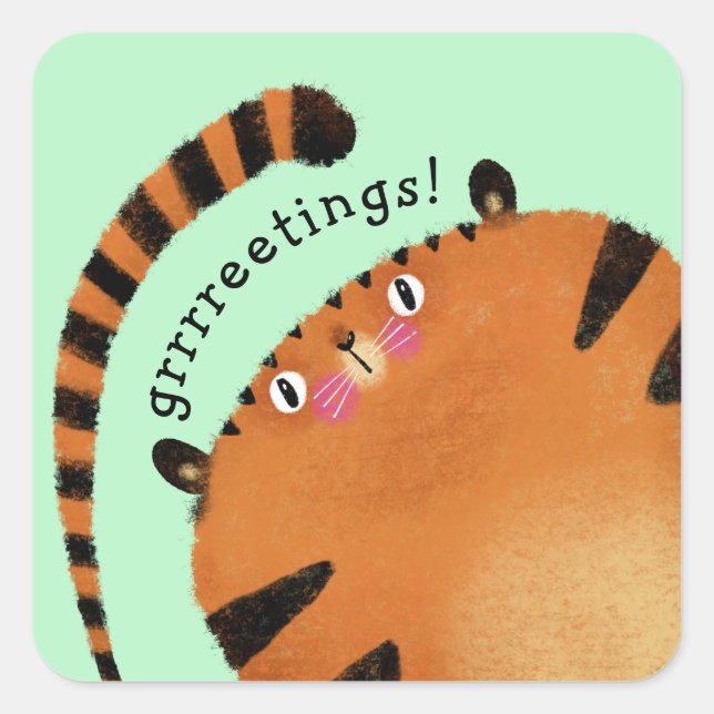 Tiger Square Sticker (Front)