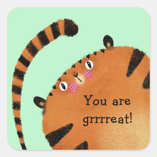 Tiger Square Sticker (Front)