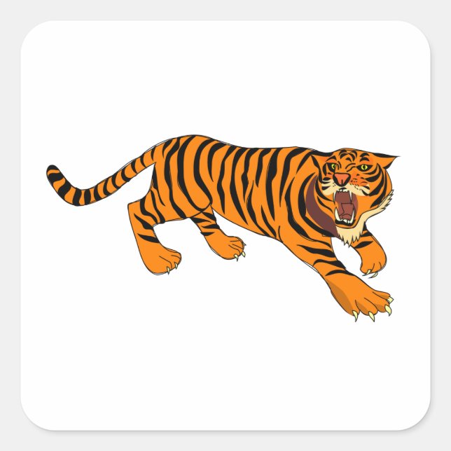 Tiger Square Sticker (Front)