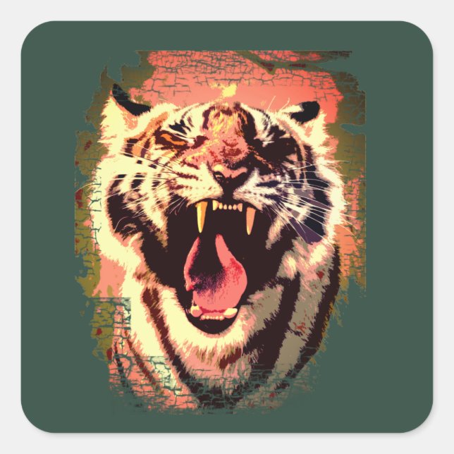 Tiger Square Sticker (Front)