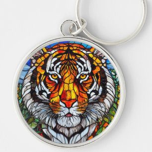 Tiger stained glass keychain