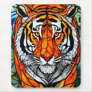 Tiger stained glass mouse pad
