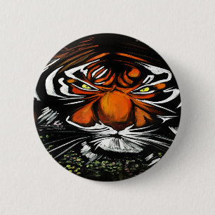 Tiger Stare 2 Inch Round Button