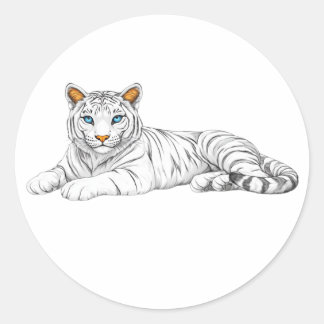 tiger sticker. Bright burning eyes are watching  Classic Round Sticker