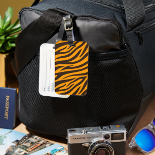 Tiger Stripe black Orange Wild Animal skin pattern Luggage Tag