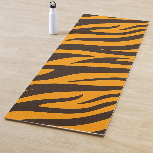 Tiger Stripe black Orange Wild Animal skin pattern Yoga Mat (In Situ)