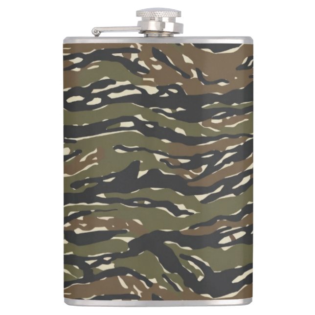 Tiger Stripe Camouflage Pattern Hip Flask (Front)