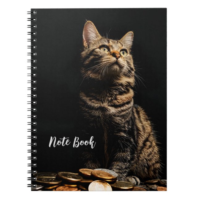 Tiger stripe Cute Cat Print Spiral Photo Notebook (Front)