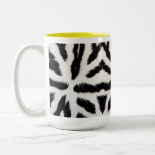 Tiger Stripe Fur Pattern Black and White Two-Tone Coffee Mug