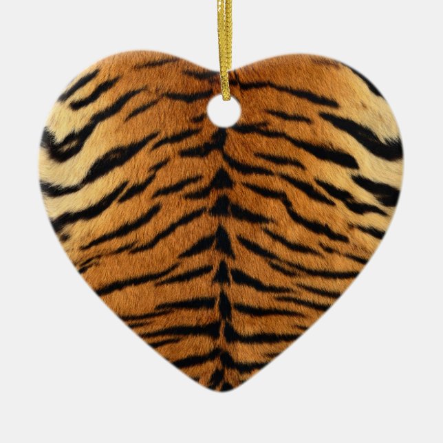 Tiger Stripe Fur Print Ceramic Ornament (Front)