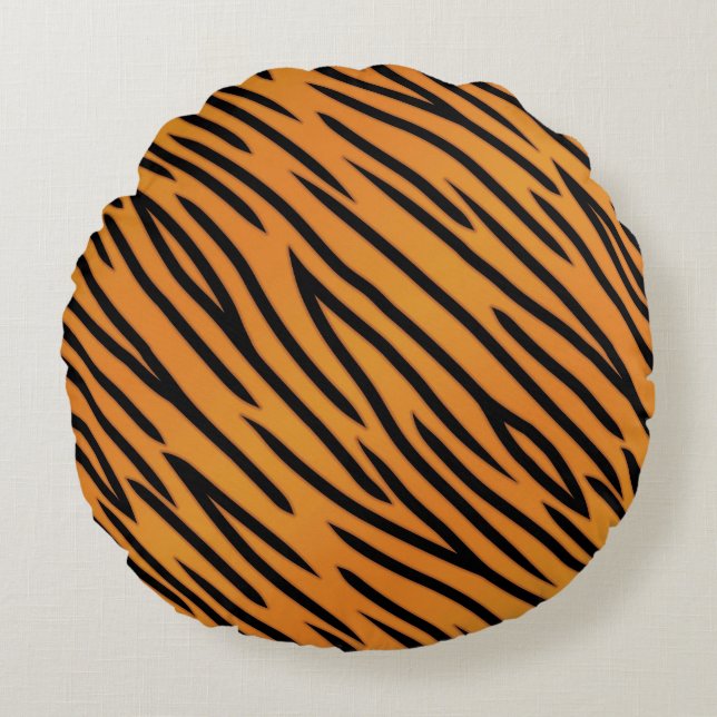 Tiger Stripe Pattern Round Pillow (Front)