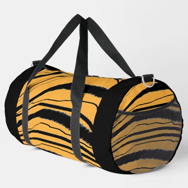 Tiger Stripe Print Athletic Gym Travel Carry On  Duffle Bag (Right Corner)