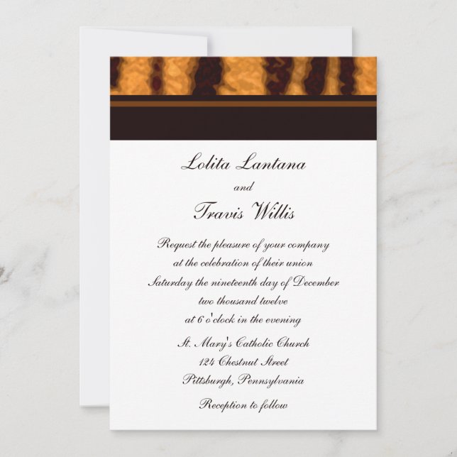 Tiger Stripe Wedding Invitations (Front)