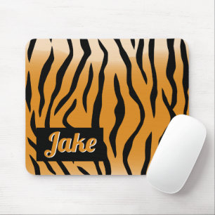 Tiger Striped Black and Orange Mouse Pad