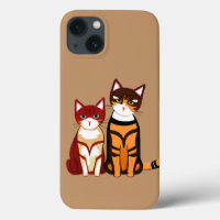 Tiger Striped Cat and Ginger Kitten
