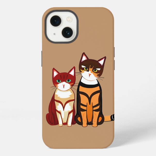 Tiger Striped Cat and Ginger Kitten iPhone Case (Back)