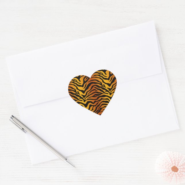 Tiger striped heart sticker (Envelope)