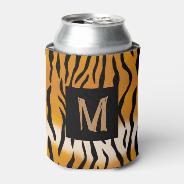 Tiger Striped Monogrammed Can Cooler (Can Front)