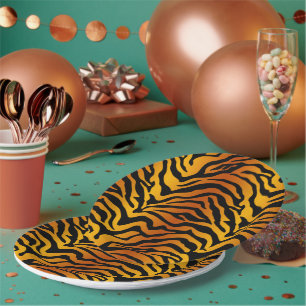 Tiger striped paper plate