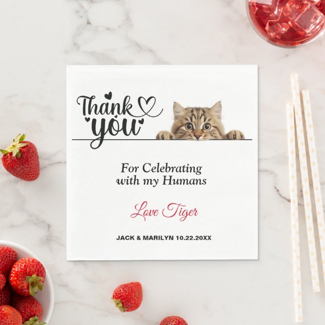 Tiger Striped Peeking Cat Paper Napkins (Insitu)