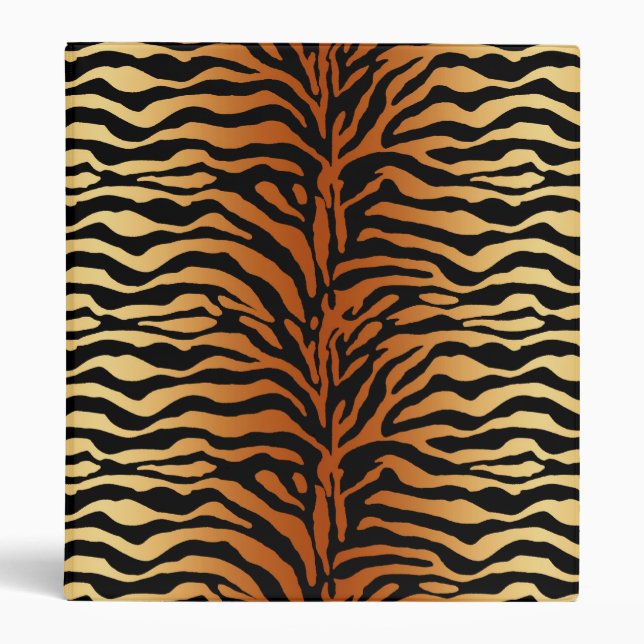Tiger Stripes Animal Print, Amber, Black and Tan Binder (Front)