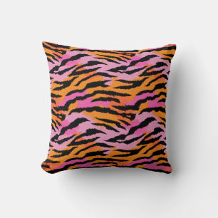 Tiger Stripes Animal Print Bold& Glamourous Throw Pillow