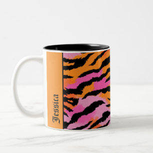 Tiger Stripes Animal Print Colourful y2k Chic Name Two-Tone Coffee Mug