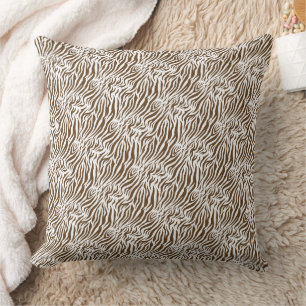 Tiger Stripes Animal Print Seamless Pattern Throw Pillow