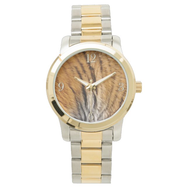 Tiger Stripes Big Cat India Wildlife Faux Fur Watch (Front)