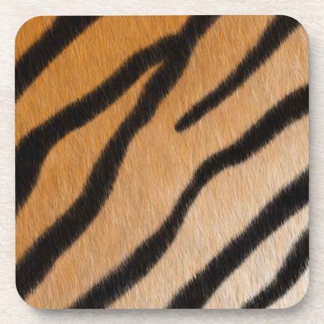 Tiger Stripes Exotic Fur Realistic Animal Print Coaster (Front)