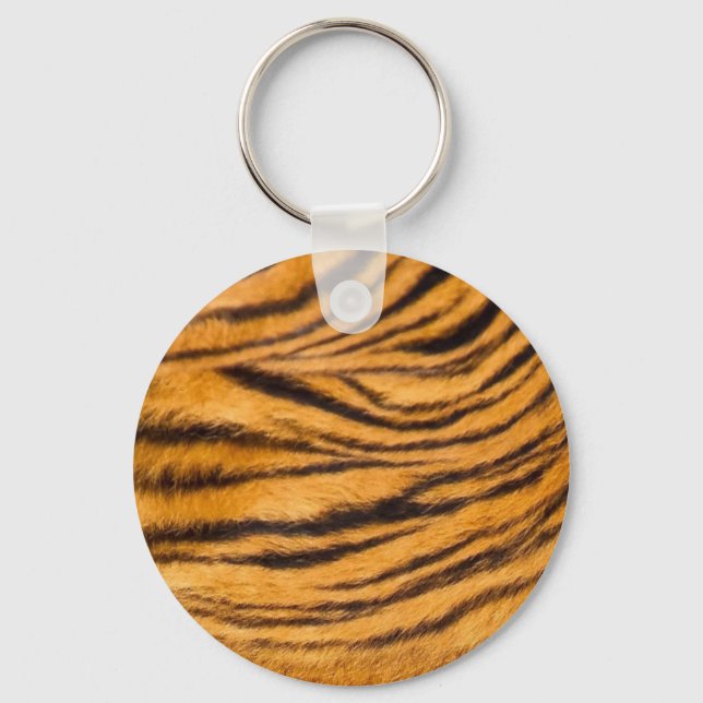 Tiger Stripes Fur Black and Orange Personalize it Keychain (Front)