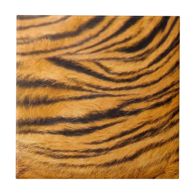 Tiger Stripes Fur Black and Orange Personalize it Tile (Front)