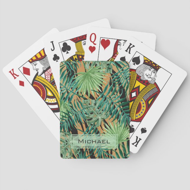 Tiger Stripes Jungle Camouflage Personalised Playing Cards (Back)