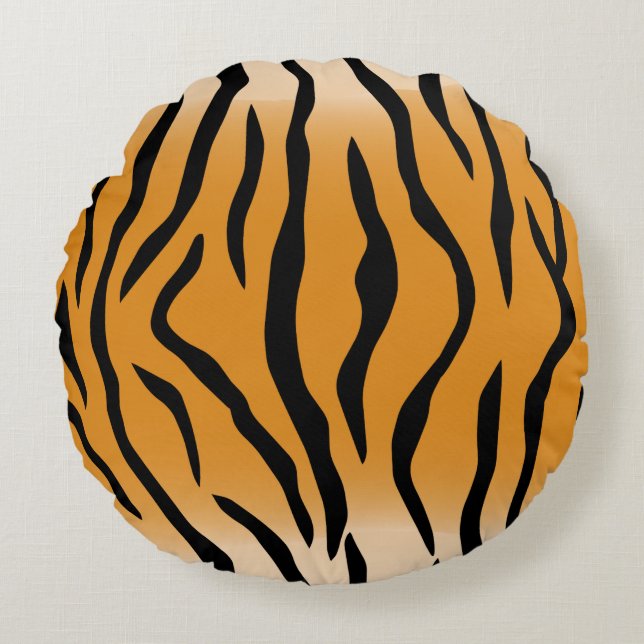 Tiger stripes pattern round pillow (Front)