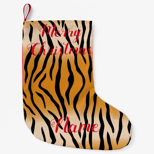 Tiger Stripes Pattern Thunder_Cove Small Christmas Stocking (Front)