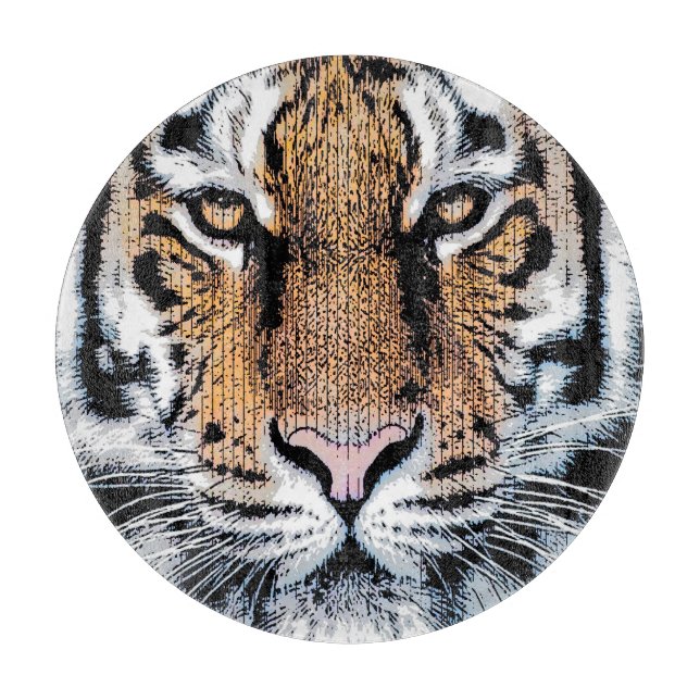 Tiger stripes Portrait in Graphic Press Style Cutting Board (Front)