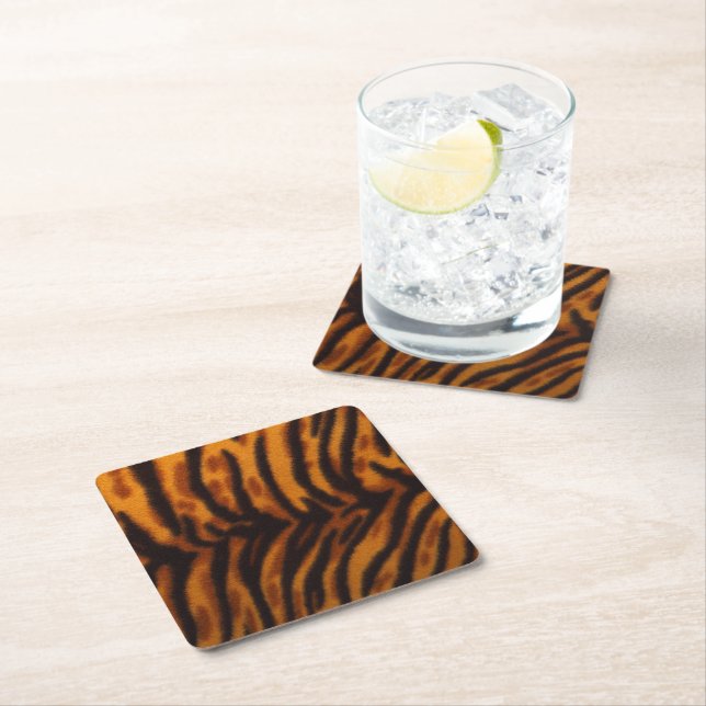 Tiger stripes. square paper coaster (Insitu)