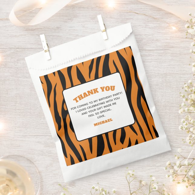 Tiger Stripes WILD ONE 1st Birthday Thank You  Favour Bag (Clipped)