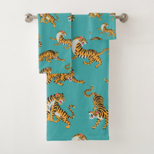 Tiger sur Motif Turquoise