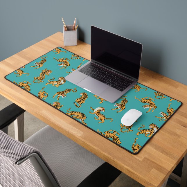 Tiger sur Motif Turquoise (Bureau 2)