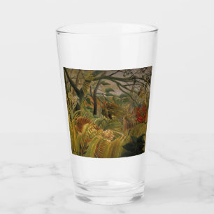 Tiger Surprised in a Tropical Storm Glass