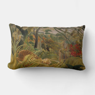 Tiger Surprised in a Tropical Storm Lumbar Pillow