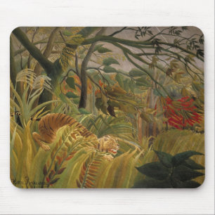 Tiger Surprised in a Tropical Storm Mouse Pad