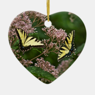 Tiger Swallowtail Butterflies on Joe Pye Weed Ceramic Ornament