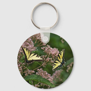 Tiger Swallowtail Butterflies on Joe Pye Weed Keychain