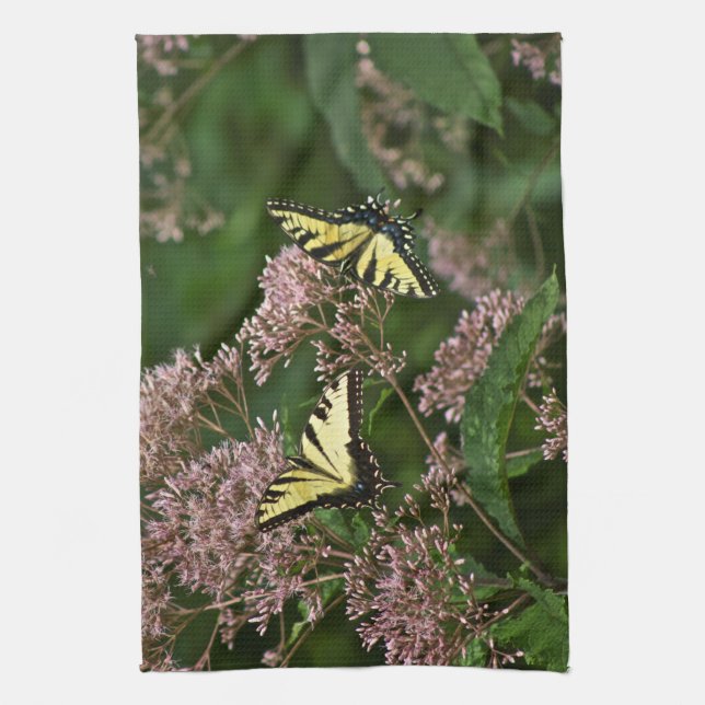 Tiger Swallowtail Butterflies on Joe Pye Weed Kitchen Towel (Vertical)