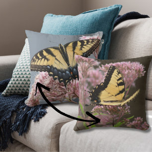 Tiger Swallowtail Butterfly on Joe Pye Weed Throw Pillow